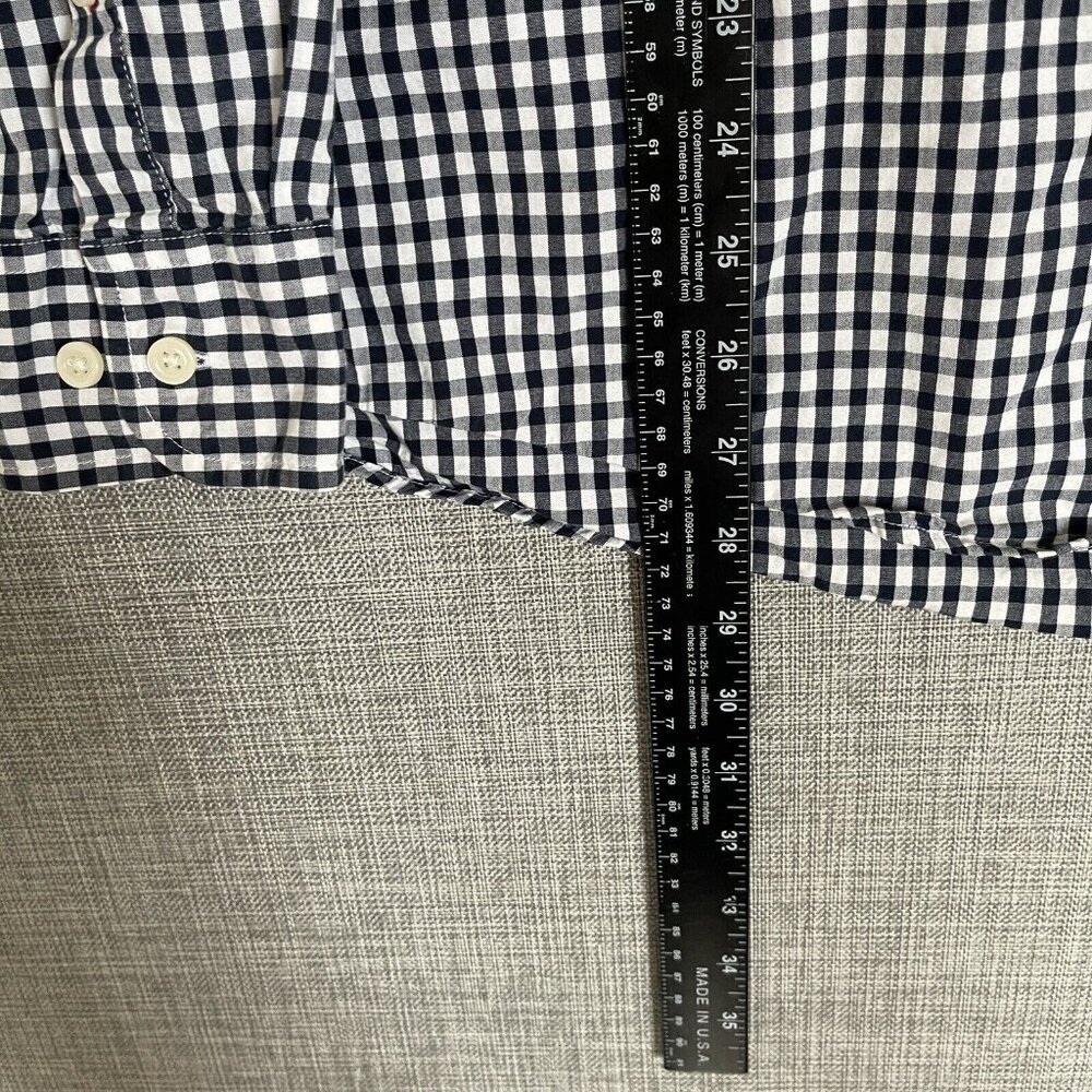 Tommy Hilfiger Mens Medium Blue White Long Sleeve Gingham Plaid Coupe Classique - Picture 5 of 11